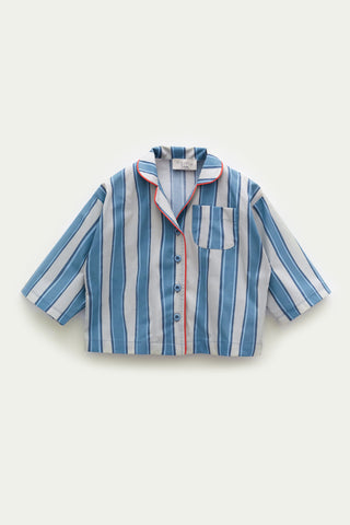 Çizgili Pijama Takımı Mavi