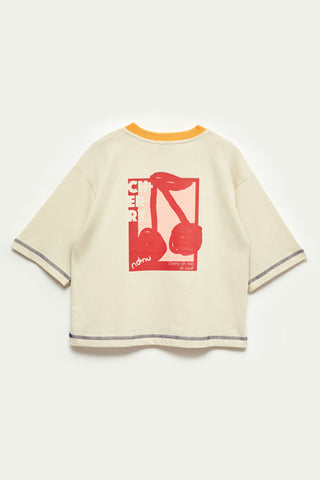 Kiraz Desenli Büyük Beden Tişört