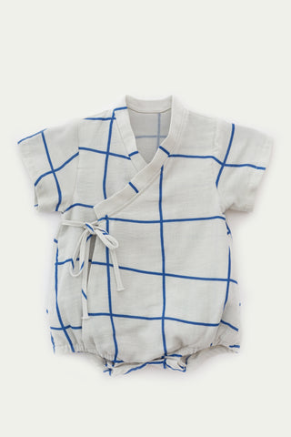 Mavi Kareli Müslin Zıbın