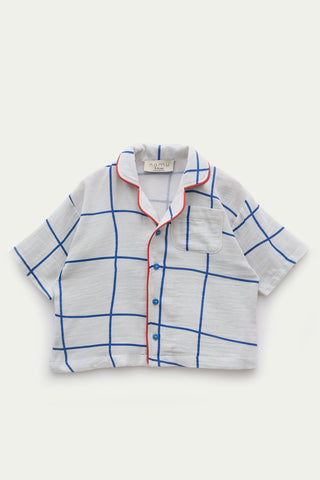 Mavi Kareli Müslin Pijama Takımı