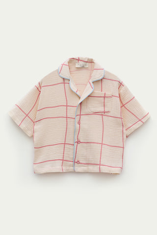 Pembe Kareli Müslin Pijama Takımı