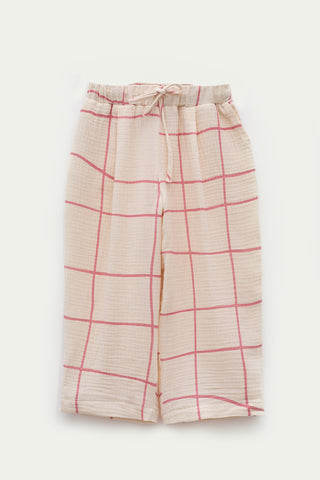 Pembe Kareli Müslin Pijama Takımı