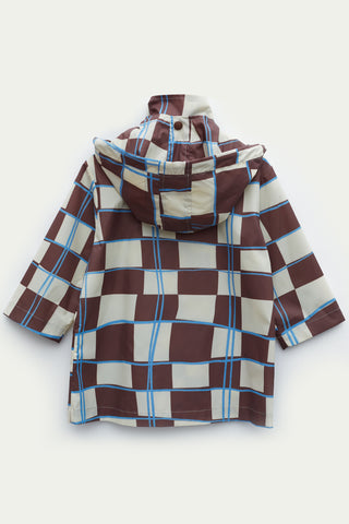 Kahve Dama Desen Yağmurluk