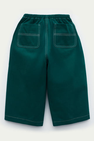 Yeşil Pileli Bol Pantolon