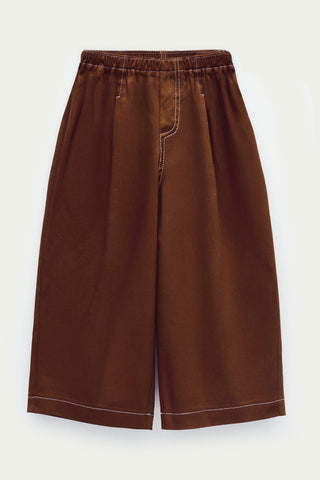 Kahve Pileli Bol Pantolon