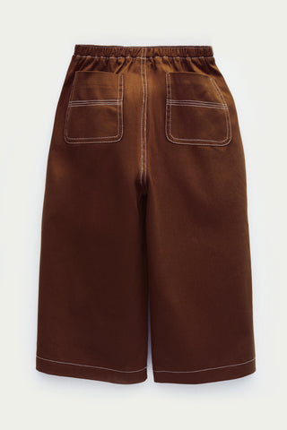 Kahve Pileli Bol Pantolon