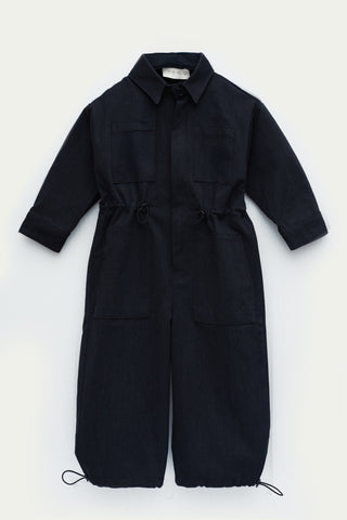 Siyah Gabardin Oversize Tulum