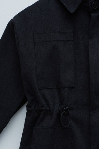 Siyah Gabardin Oversize Tulum