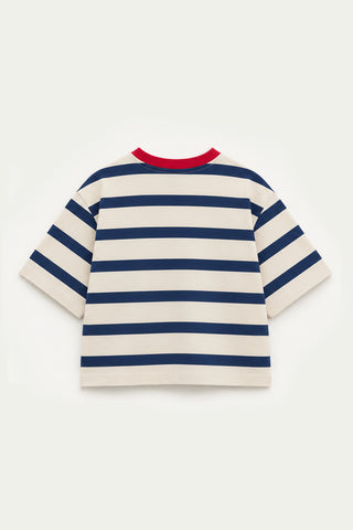 Mavi Çizgili Kısa Kollu Tshirt