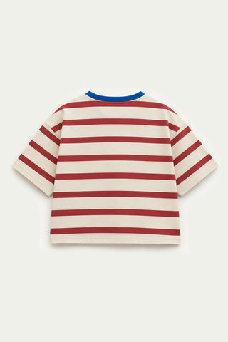 Kırmızı Çizgili Kısa Kollu Tshirt