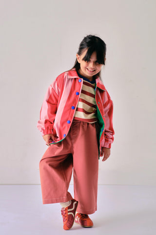Pembe Pileli Bol Pantolon