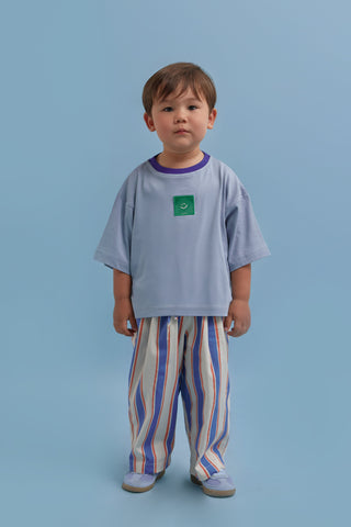 Mavi Oversize Gülümseme Tişörtü