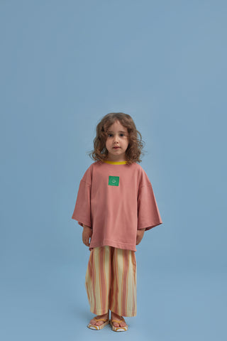 Pembe Oversize Smile Tshirt