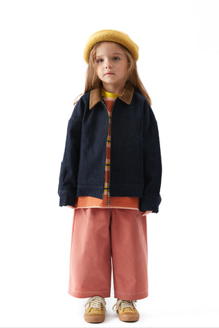 Kadife Yakalı Kot Ceket