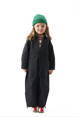 Siyah Gabardin Oversize Tulum