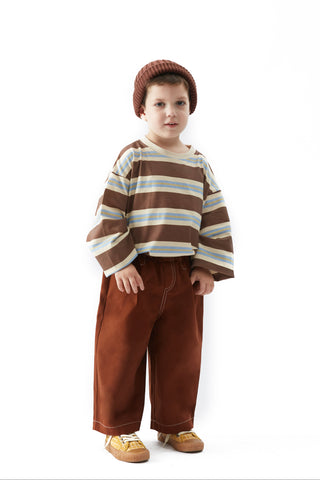 Kahve Pileli Bol Pantolon