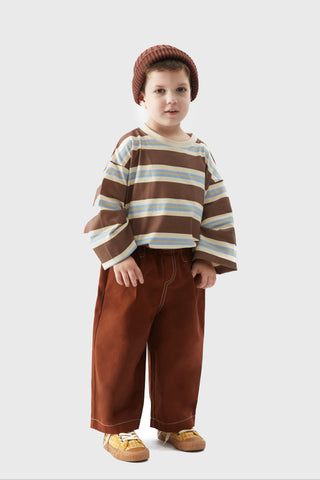 Kahve Pileli Bol Pantolon