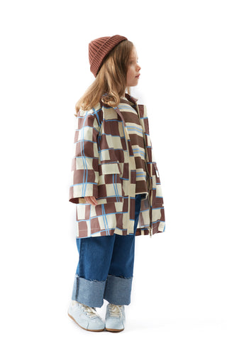 Kahve Dama Desen Yağmurluk