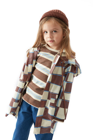 Kahve Dama Desen Yağmurluk