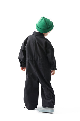 Siyah Gabardin Oversize Tulum