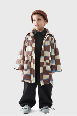 Kahve Dama Desen Yağmurluk