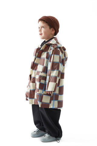 Kahve Dama Desen Yağmurluk