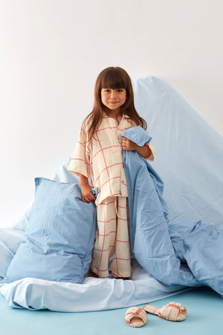 Pembe Kareli Müslin Pijama Takımı