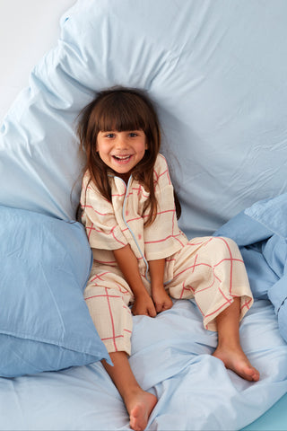 Pembe Kareli Müslin Pijama Takımı