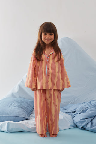 Çizgili Pijama Takımı Pembe