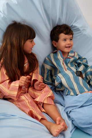 Çizgili Pijama Takımı Mavi