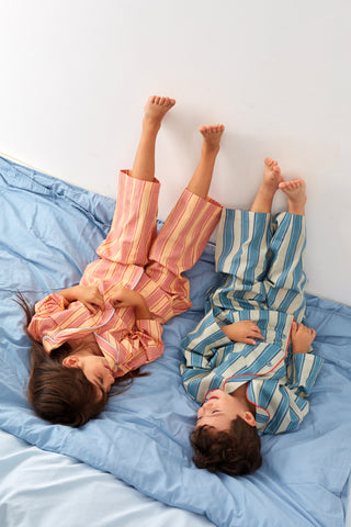 Çizgili Pijama Takımı Mavi